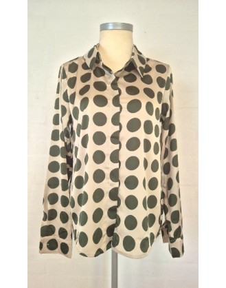 Light shirt with large green dots 